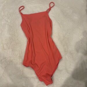 Ribbed Coral One-Piece Body Suit